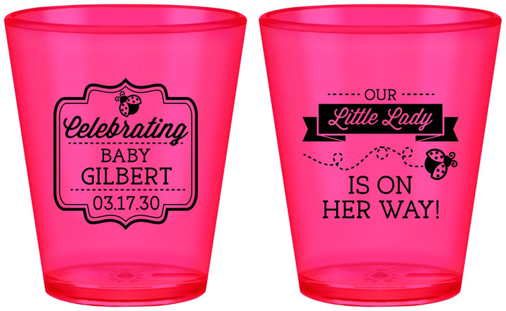 Custom Baby Shower Plastic Shot Glasses - Little Lady On The Way | 90022