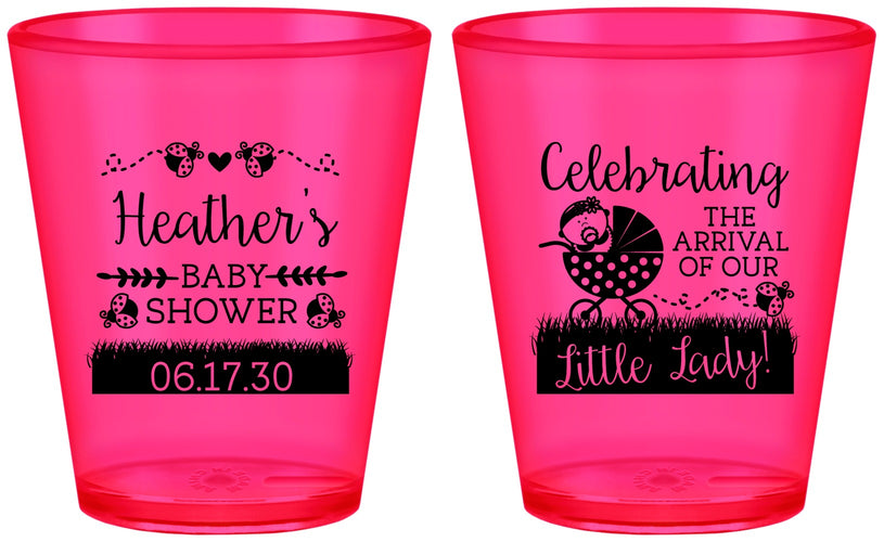 Custom Baby Shower Plastic Shot Glasses - Little Lady On The Way | 90023