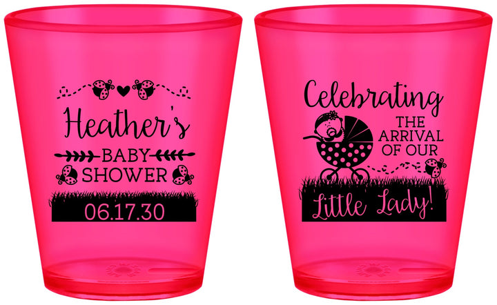 Custom Baby Shower Plastic Shot Glasses - Little Lady On The Way | 90023