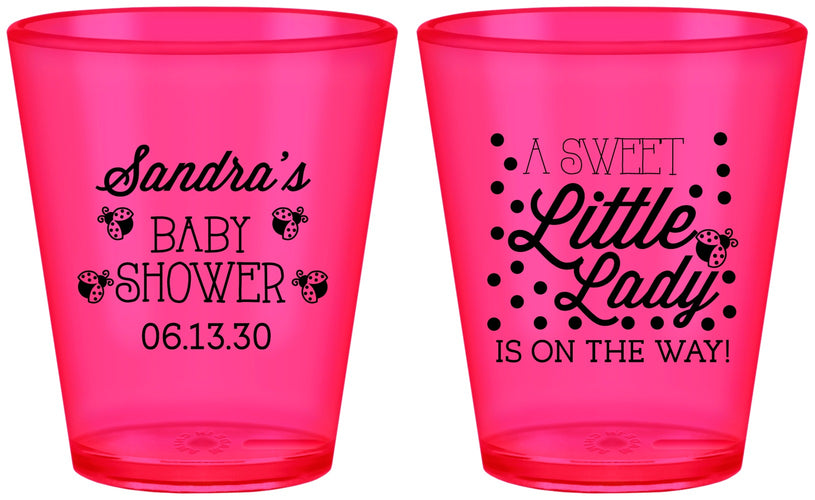 Custom Baby Shower Plastic Shot Glasses - Sweet Little Lady | 90024