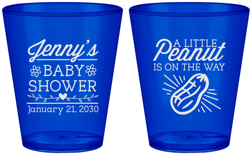 Custom Baby Shower Plastic Shot Glasses - Peanut On The Way | 90025