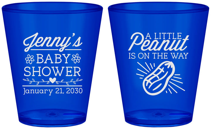 Custom Baby Shower Plastic Shot Glasses - Peanut On The Way | 90025