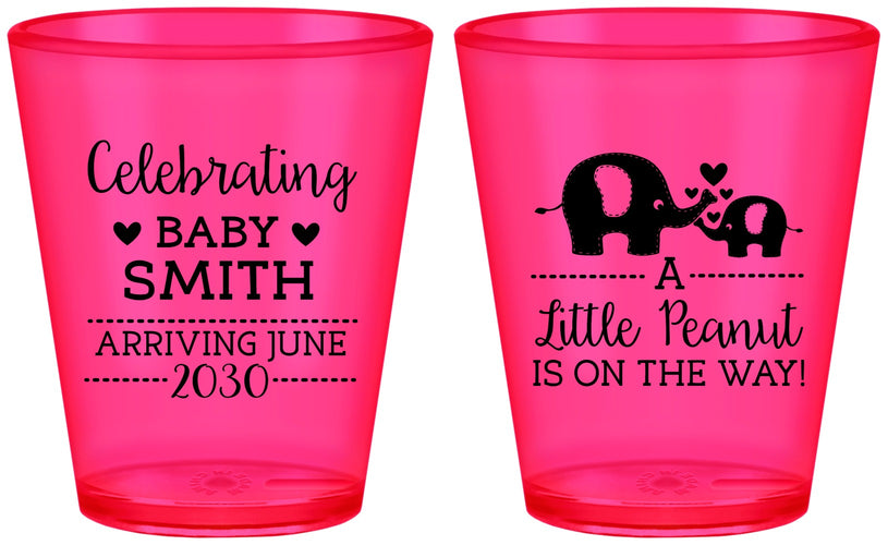 Custom Baby Shower Plastic Shot Glasses - Peanut On The Way | 90027