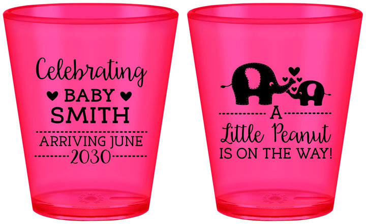 Custom Baby Shower Plastic Shot Glasses - Peanut On The Way | 90027