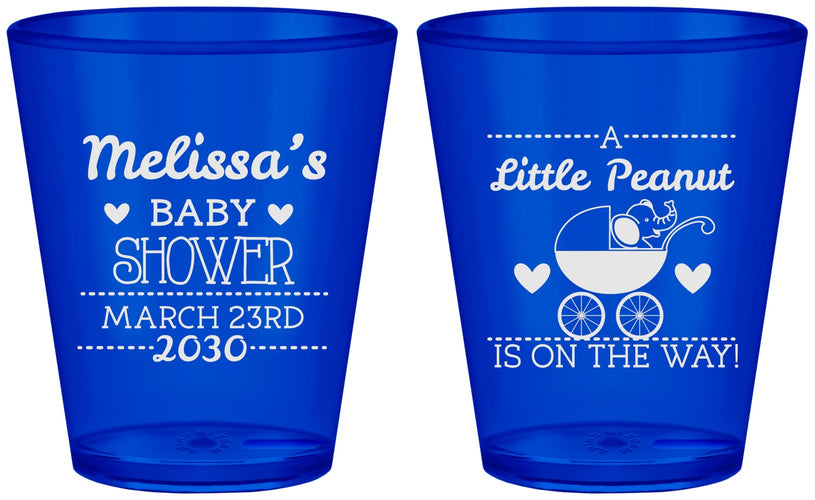 Custom Baby Shower Plastic Shot Glasses - Peanut On The Way | 90028