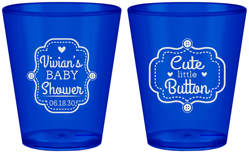 Custom Baby Shower Plastic Shot Glasses - Cute Little Button | 90035