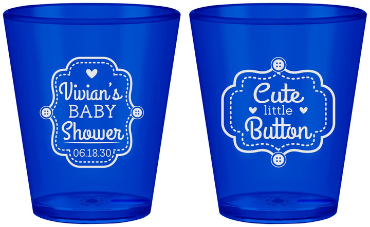 Custom Baby Shower Plastic Shot Glasses - Cute Little Button | 90035