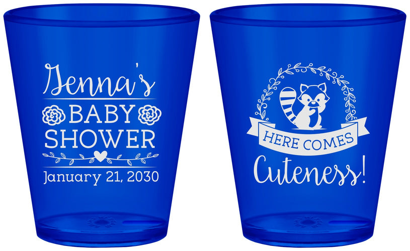 Custom Baby Shower Plastic Shot Glasses - Racoon Cuteness | 90037