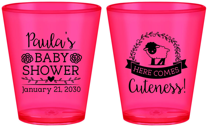 Custom Baby Shower Plastic Shot Glasses - Lamb Cuteness | 90038