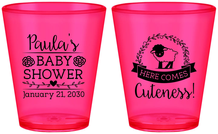 Custom Baby Shower Plastic Shot Glasses - Lamb Cuteness | 90038
