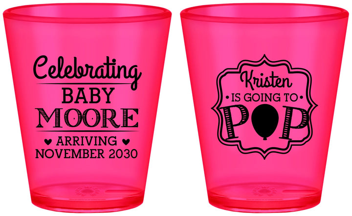 Custom Baby Shower Plastic Shot Glasses - Going To Pop | 90040