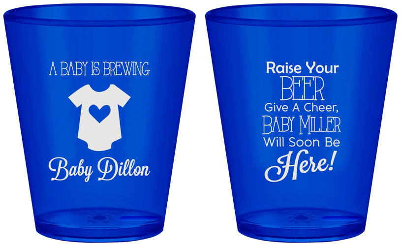 Custom Baby Shower Plastic Shot Glasses - Baby Is Brewing | 90041
