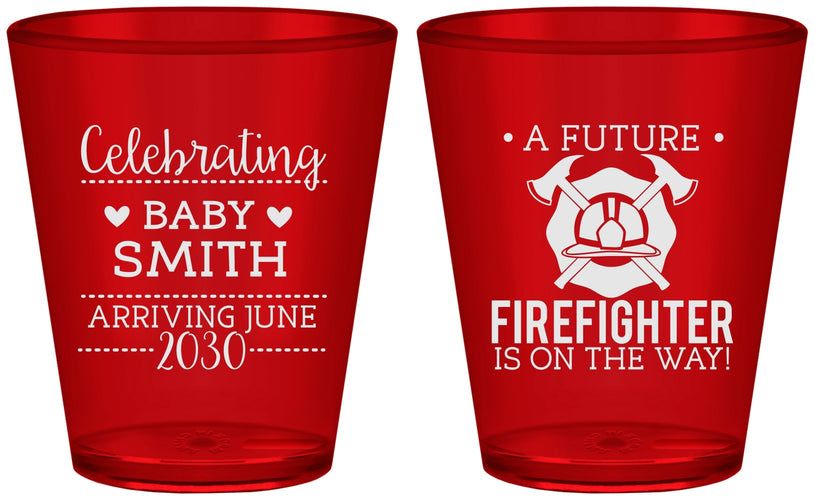 Custom Baby Shower Plastic Shot Glasses - Future Firefighter | 90048