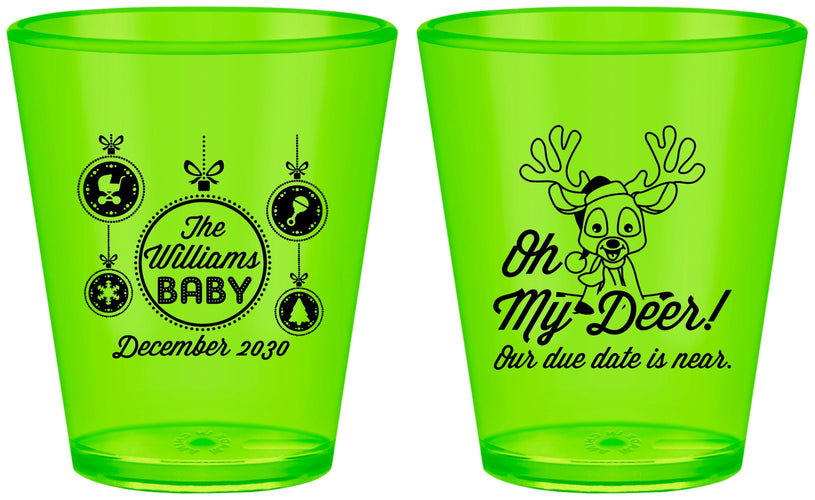 Custom Baby Shower Plastic Shot Glasses - Oh My Deer Christmas | 90051