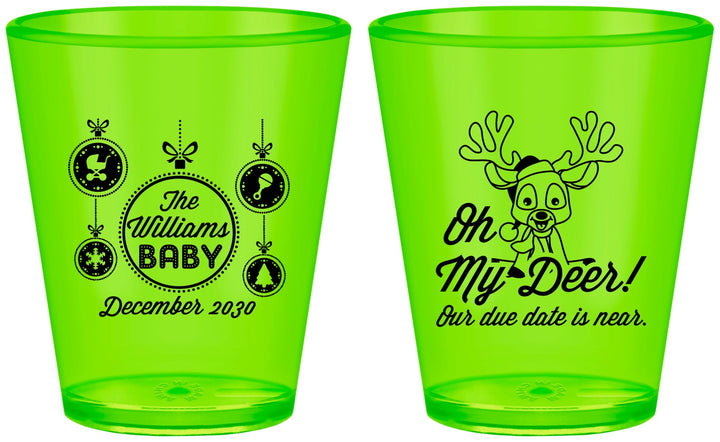 Custom Baby Shower Plastic Shot Glasses - Oh My Deer Christmas | 90051