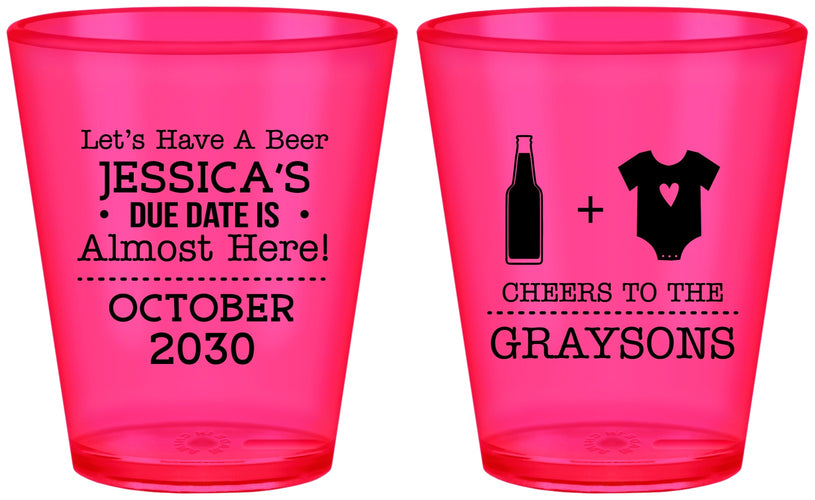 Custom Baby Shower Plastic Shot Glasses - Due Date Almost Here | 90052