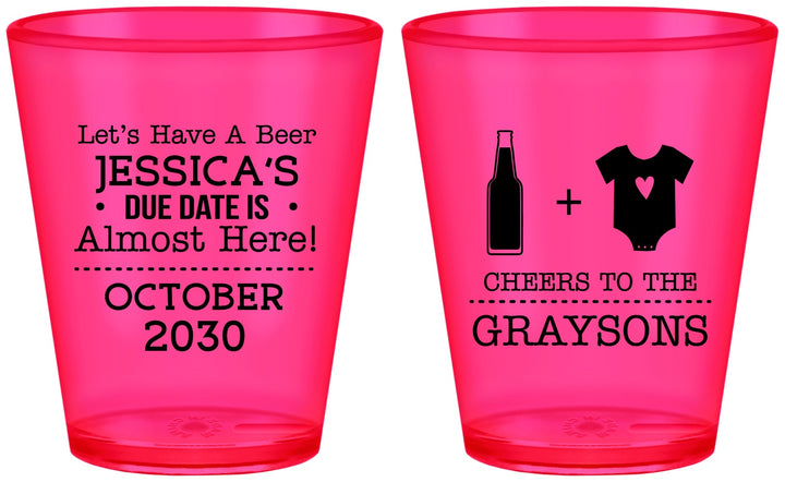 Custom Baby Shower Plastic Shot Glasses - Due Date Almost Here | 90052