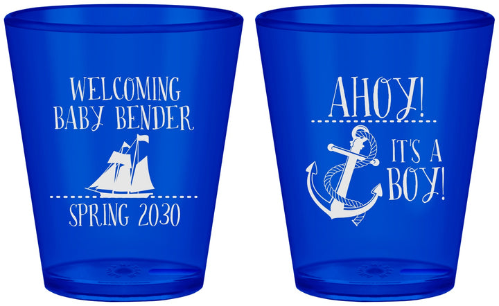 Custom Baby Shower Plastic Shot Glasses - Nautical Ahoy It’s A Boy | 90055