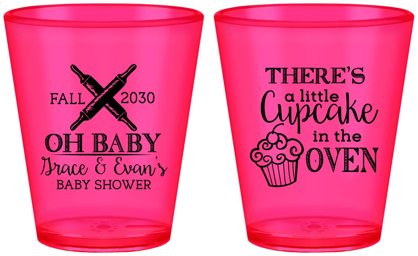 Custom Baby Shower Plastic Shot Glasses - Cupcake In The Oven | 90059