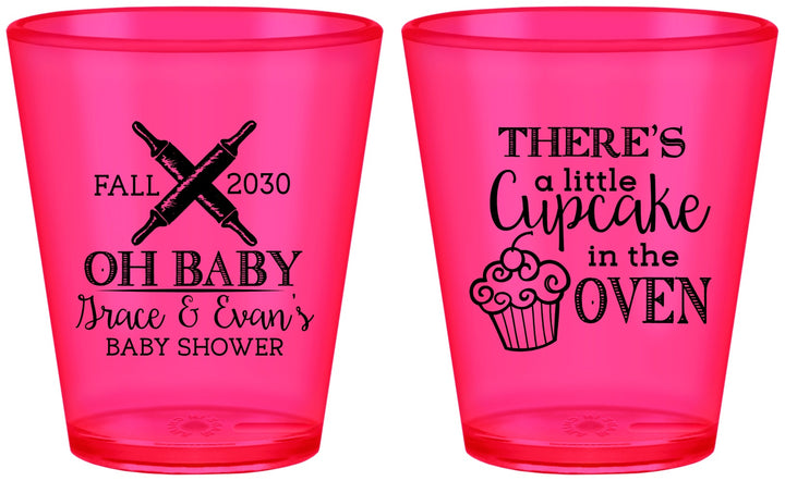 Custom Baby Shower Plastic Shot Glasses - Cupcake In The Oven | 90059