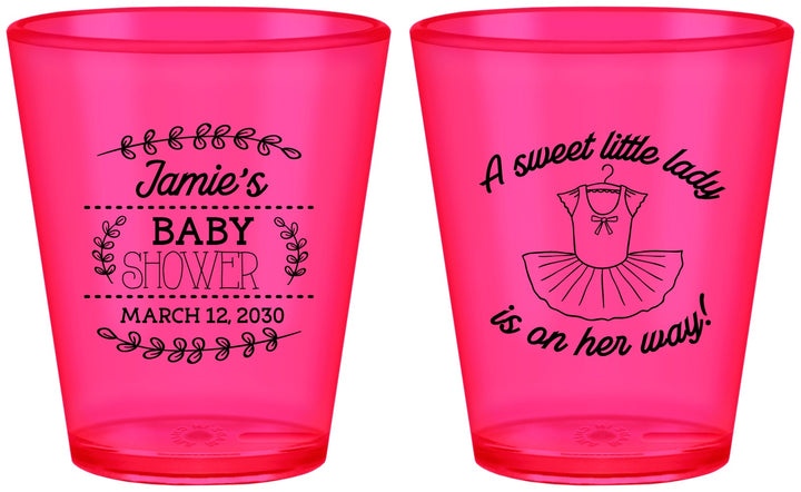 Custom Baby Shower Plastic Shot Glasses - Sweet Little Lady | 90061