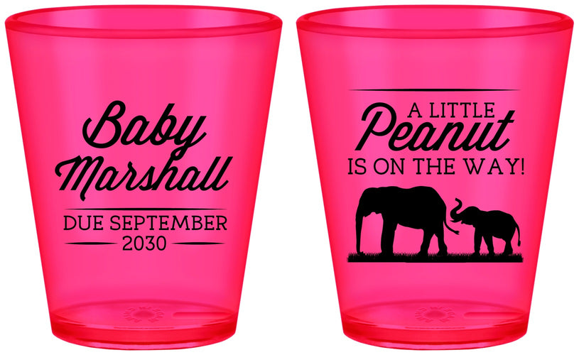 Custom Baby Shower Plastic Shot Glasses - Peanut On The Way | 90062
