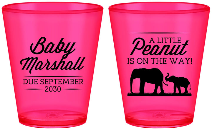 Custom Baby Shower Plastic Shot Glasses - Peanut On The Way | 90062