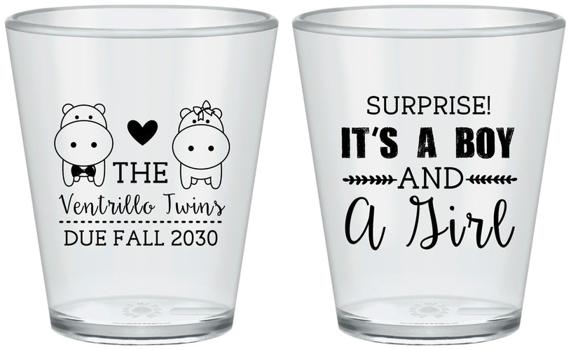 Custom Baby Shower Plastic Shot Glasses - Gender Reveal Boy Or Girl | 90064