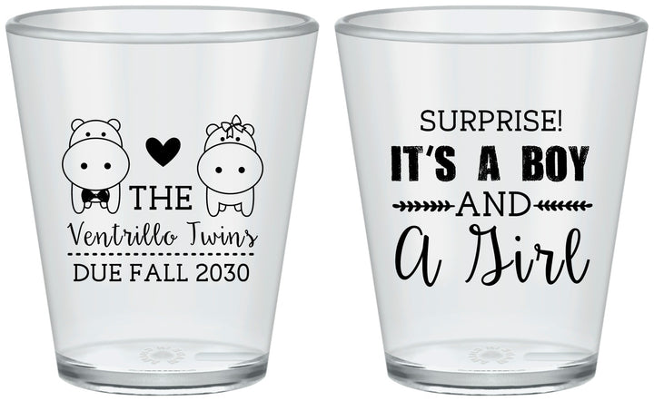 Custom Baby Shower Plastic Shot Glasses - Gender Reveal Boy Or Girl | 90064