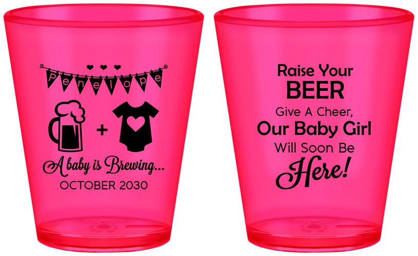 Custom Baby Shower Plastic Shot Glasses - Raise Your Beer | 90065