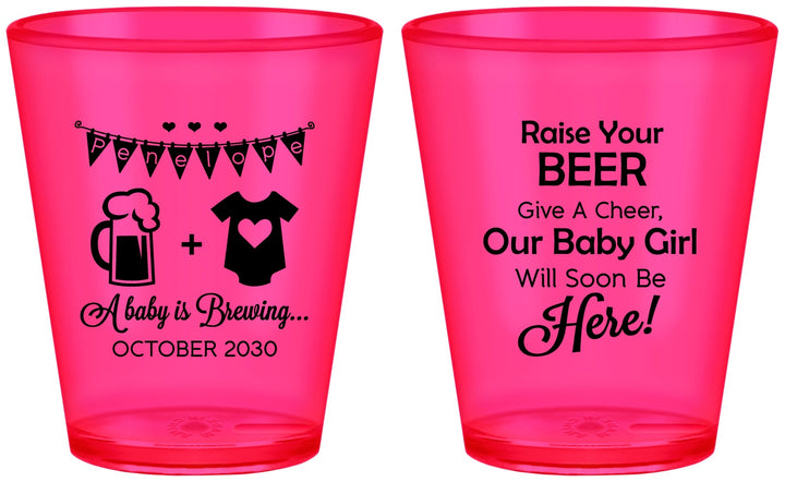 Custom Baby Shower Plastic Shot Glasses - Raise Your Beer | 90065