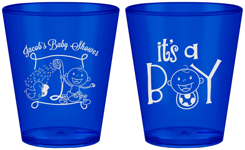 Custom Baby Shower Plastic Shot Glasses - It’s A Boy | 90076