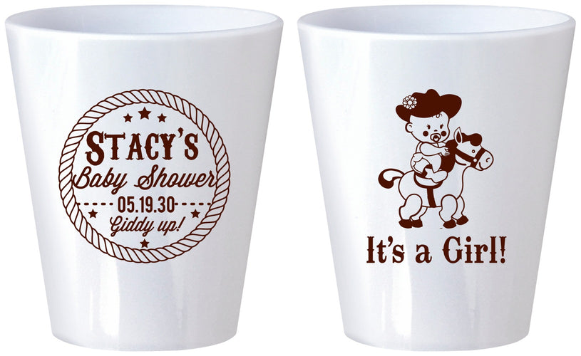 Custom Baby Shower Plastic Shot Glasses - Horse It’s A Girl | 90077