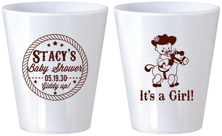 Custom Baby Shower Plastic Shot Glasses - Horse It’s A Girl | 90077