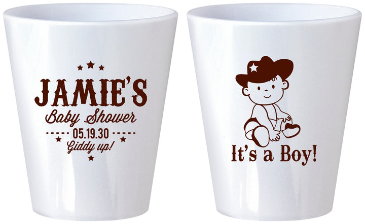 Custom Baby Shower Plastic Shot Glasses - Cowboy It’s A Boy | 90078