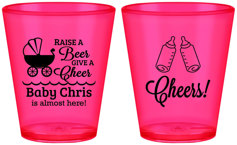 Custom Baby Shower Plastic Shot Glasses - Raise A Beer | 90081