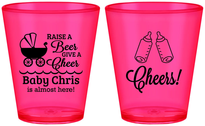 Custom Baby Shower Plastic Shot Glasses - Raise A Beer | 90081