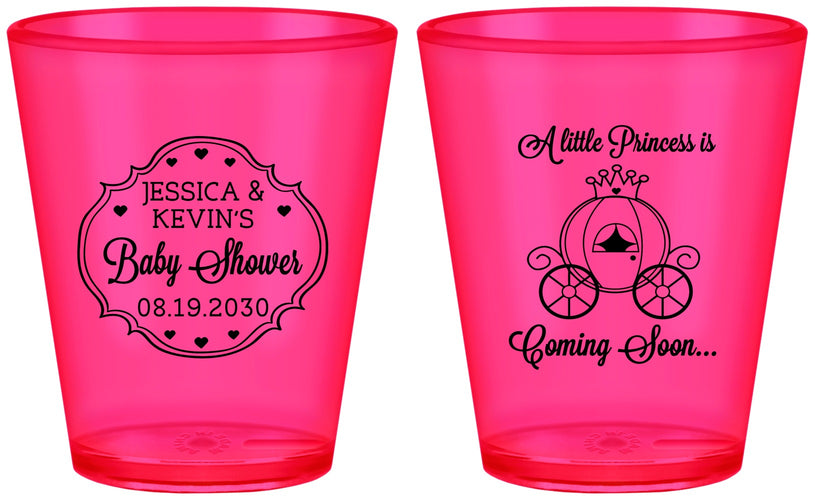 Custom Baby Shower Plastic Shot Glasses - Princess Coming Soon | 90085