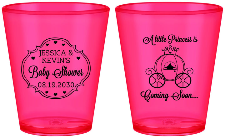 Custom Baby Shower Plastic Shot Glasses - Princess Coming Soon | 90085