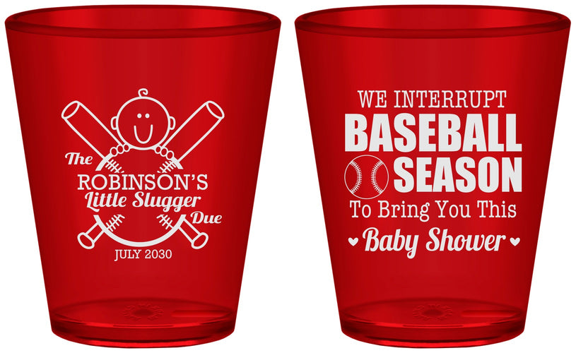 Custom Baby Shower Plastic Shot Glasses - Baseball | 90090