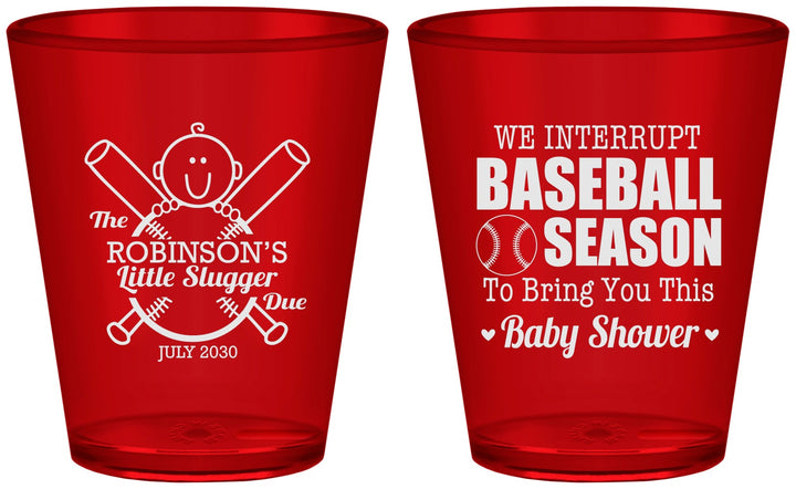 Custom Baby Shower Plastic Shot Glasses - Baseball | 90090
