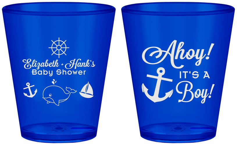 Custom Baby Shower Plastic Shot Glasses - Nautical Ahoy It’s A Boy | 90093