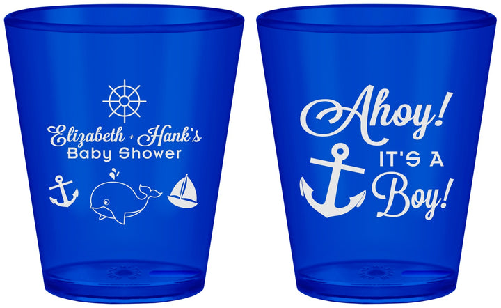 Custom Baby Shower Plastic Shot Glasses - Nautical Ahoy It’s A Boy | 90093