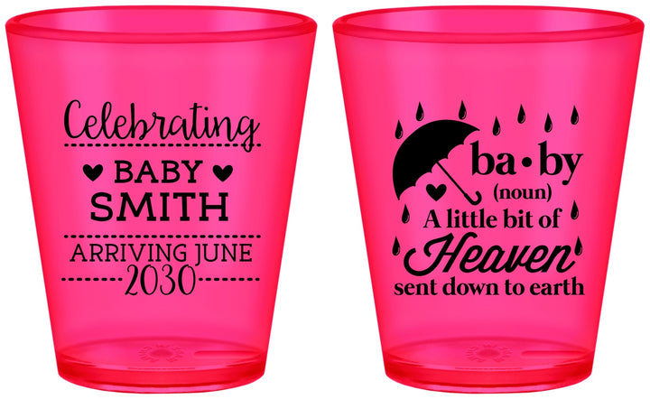 Custom Baby Shower Plastic Shot Glasses - Little Bit Of Heaven | 90095