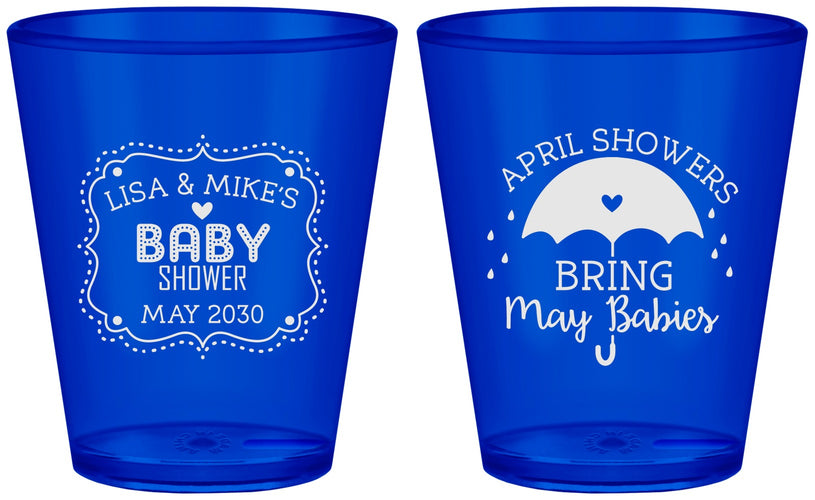 Custom Baby Shower Plastic Shot Glasses - April Showers May Babies | 90096