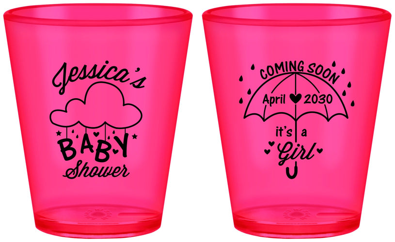 Custom Baby Shower Plastic Shot Glasses - April Showers May Babies | 90099