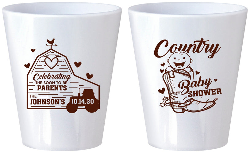 Custom Baby Shower Plastic Shot Glasses - Farm Tractor Country | 90102