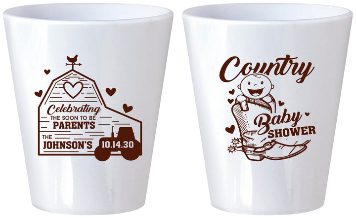 Custom Baby Shower Plastic Shot Glasses - Farm Tractor Country | 90102