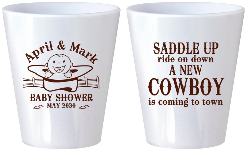 Custom Baby Shower Plastic Shot Glasses - New Cowboy | 90104