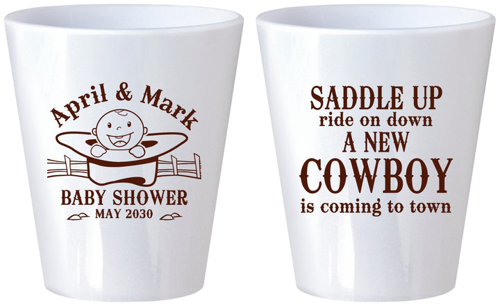 Custom Baby Shower Plastic Shot Glasses - New Cowboy | 90104